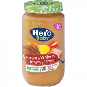 HERO BABY potito de menestra verduras con ternera y jamon tarro 235 grs